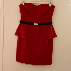 Strapless Red Mini-Dress With Sweetheart Neckline